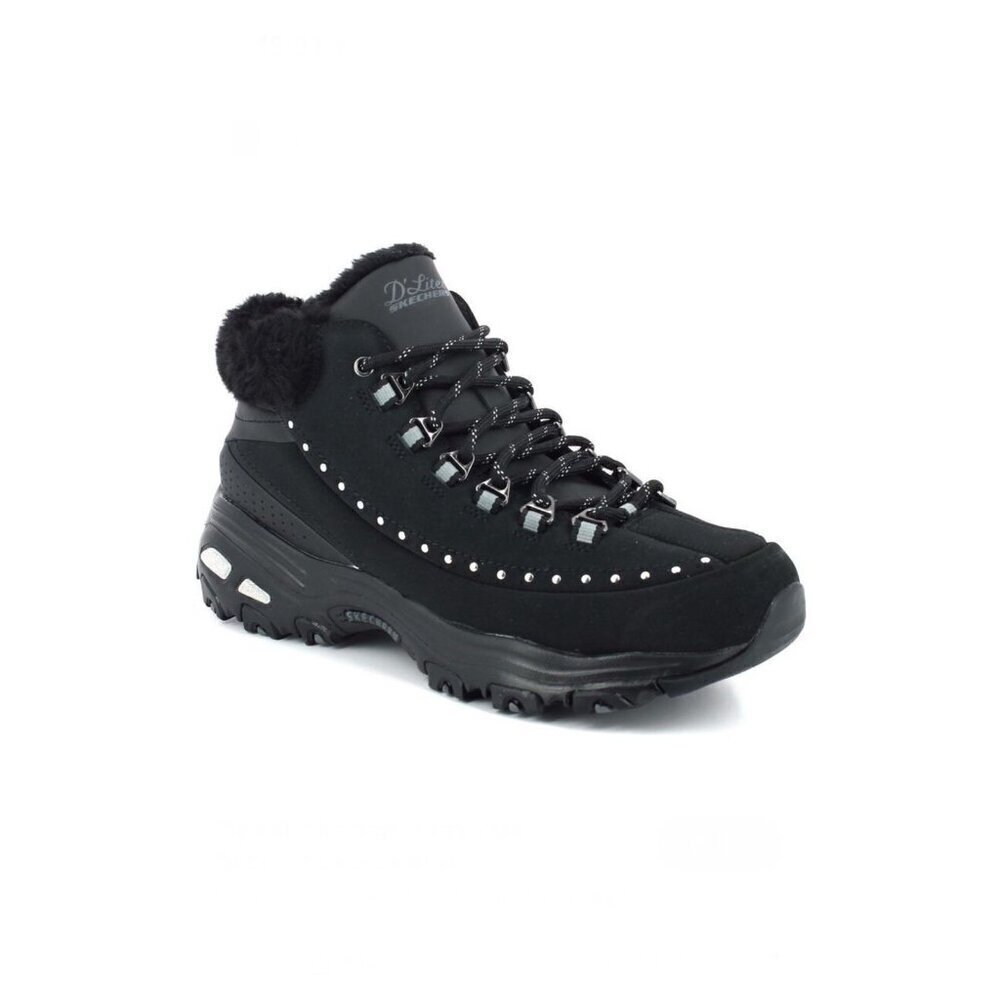 Skechers D'lites Gleeful (Style: 48813) Ankle BOOTS Black Fur Lined Size 9.5 US
